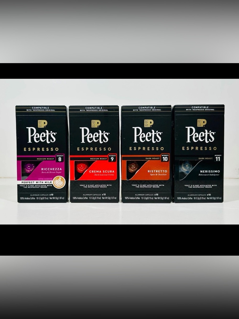 Peet's Espresso Capsules Nespresso Original Line Compatible Variety Pack 40 Ct